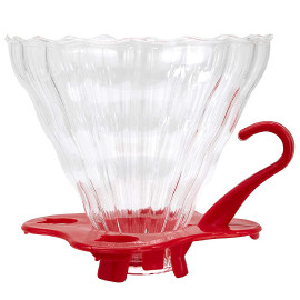 MIBRU V60 Glass Drip Funnel Size 02 With Ring Red