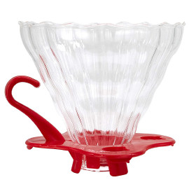 MIBRU V60 Glass Drip Funnel Size 02 With Ring Red 2