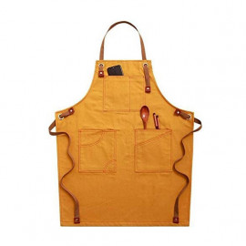 MIBRU Apron Barista Fabric With Comfort Pockets And Camel Expandable Straps