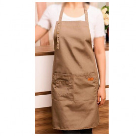 MIBRU Fabric Barista Brown Adjustable Denim Jean Aprons with 3 Pockets for Women Men Chef Barista Bartender Painter in Cooking K