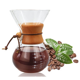 MIBRU Coffee Glass Drip Pot Wood Neck 800ML