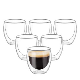 MIBRU Coffee Glass Vaccum Cup 150ML 6Pcs Set Double Wall Glass for Espresso Turkish Tea Arabic Coffee Glass 2