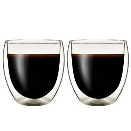 MIBRU Coffee Glass Vaccum Cup 80ML 2Pcs Set Double Wall Glass for Espresso Turkish Tea Arabic Coffee Glass