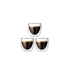 MIBRU Coffee Glass Vaccum Cup 250ML 3Pcs Set Double Wall Glass for Espresso Turkish Tea Arabic Coffee Glass 2
