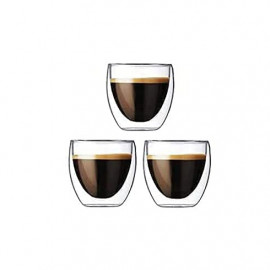 MIBRU Coffee Glass Vaccum Cup 150ML 3Pcs Set Double Wall Glass for Espresso Turkish Tea Arabic Coffee Glass 2