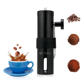 MIBRU Coffee Manual Grinder Stainless Steel Black-With Rubber Holder