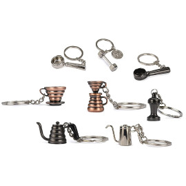 MIBRU 8PCS Barista Coffee Tamper Keychain Espresso Portafilter Moka Pitcher Keyring Portable Coffee Accessories Gift 2