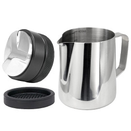 MIBRU 400ml Milk Pitcher 51mm Coffee Distributor with Silicone Tamper Mat– Professional Coffee Leveler Fits for 51mm Portafilter 2