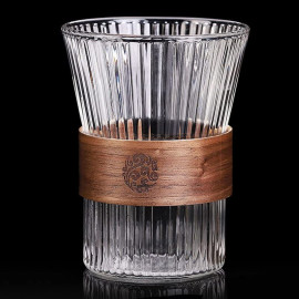 MIBRU Coffee Glass Cup 305ml Wooden Holder Coffee Cup For Espresso Turkish Demitasse Mugs Saudi tea Cappuccino Latte 305ml 2