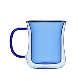 MIBRU Coffee Color Vaccum Glass Handle Cup 300ML Blue 2