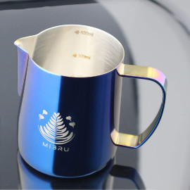 MIBRU Stainless Steel Espresso Coffee Pitcher Barista Kitchen Home Craft Scale Latte Milk Frothing Jug Blue With Logo 400ml 2