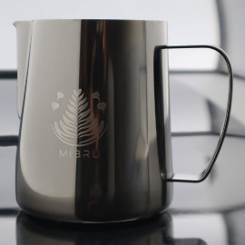 MIBRU Stainless Steel Espresso Coffee Pitcher Barista Kitchen Home Craft Scale Latte Milk Frothing Jug Black With Logo 600ml