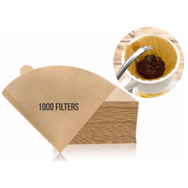 مجموعة طقم ورق فلاتر القهوة v60 مناسبة لتقطير وترشح القهوة عدد 1000 حبه من ميبرو مقاس 02 حجم كبير لون بني