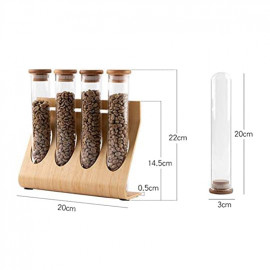 MIBRU Coffee 4PCS Glass Container Set With Base Wooden Coffee bean bean display stand wooden rack Holder Storage bean coffee bea 2