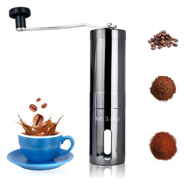 MIBRU Manual Coffee Grinder, Manual Coffee Grinder Portable Hand Coffee Grinder with Adjustable Setting Stainless Steel Coffee M