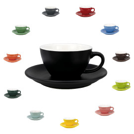 MIBRU Ceramic Coffee Cup With Plate Perfect for Single or Double Espresso Cappuccino Latte and Tea Black 150ml 2