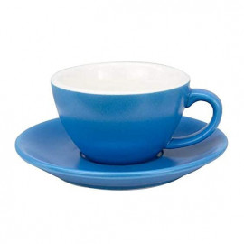 MIBRU Ceramic Coffee Cup With Plate Perfect for Single or Double Espresso Cappuccino Latte and Tea Blue 150ml