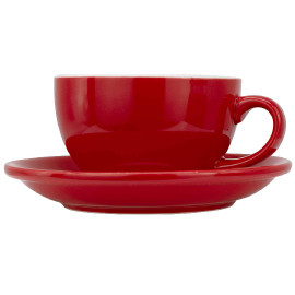 MIBRU Ceramic Coffee Cup With Plate Perfect for Single or Double Espresso Cappuccino Latte and Tea Red 150ml 2