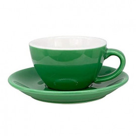 MIBRU Ceramic Coffee Cup With Plate Perfect for Single or Double Espresso Cappuccino Latte and Tea Green 200ml