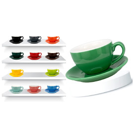 MIBRU Ceramic Coffee Cup With Plate Perfect for Single or Double Espresso Cappuccino Latte and Tea Green 200ml 2