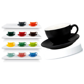 MIBRU Ceramic Coffee Cup With Plate Perfect for Single or Double Espresso Cappuccino Latte and Tea Black 200ml 2