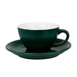MIBRU Ceramic Coffee Cup With Plate Perfect for Single or Double Espresso Cappuccino Latte and Tea Matte Green 200ml