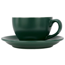 MIBRU Ceramic Coffee Cup With Plate Perfect for Single or Double Espresso Cappuccino Latte and Tea Matte Green 200ml 2