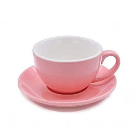 MIBRU Ceramic Coffee Cup With Plate Perfect for Single or Double Espresso Cappuccino Latte and Tea Pink 200ml