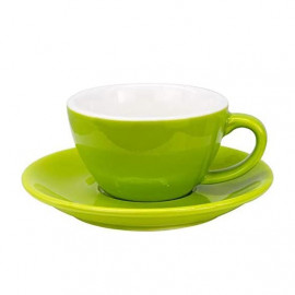 MIBRU Ceramic Coffee Cup With Plate Perfect for Single or Double Espresso Cappuccino Latte and Tea Pistachio 200ml
