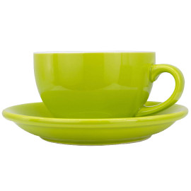 MIBRU Ceramic Coffee Cup With Plate Perfect for Single or Double Espresso Cappuccino Latte and Tea Pistachio 200ml 2