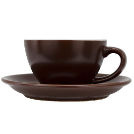 MIBRU Ceramic Coffee Cup With Plate Perfect for Single or Double Espresso Cappuccino Latte and Tea  Matte brown 250ml 2
