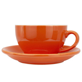 MIBRU Ceramic Coffee Cup With Plate Perfect for Single or Double Espresso Cappuccino Latte and Tea Orange 250ml 2