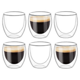 MIBRU Double Wall Glass for Espresso Turkish Tea Arabic Coffee Glass Perfect for Latte Cappuccino Americano Bubble Tea Demitasse
