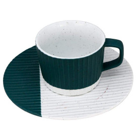 MIBRU Ceramic Coffee Cup With Plate Perfect For Cup or Mug Lovers LIGHT GREEN 195ML