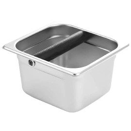 MIBRU Coffee Bin Knock Box Espresso Dump Stainless Steel Espresso Knock Box Built-in Container for Coffee Ground 140 x 176 x 98m