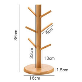 MIBRU Mug Holder Tree, Coffee Mug Holder, Countertop Mug Tree , Coffee Cup Holders for Counter Stand, Bamboo Mug Rack & Tea Cup  2
