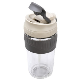 MIBRU Coffee Glass Cup Rubber Holder 550ML (Grey White) 2