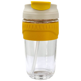 MIBRU Coffee Glass Cup Rubber Holder 550ML (Yellow)