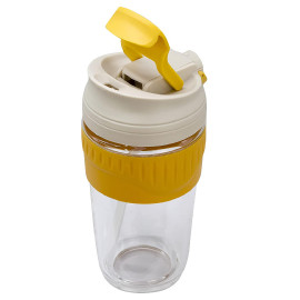 MIBRU Coffee Glass Cup Rubber Holder 550ML (Yellow) 2