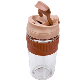 MIBRU Coffee Glass Cup Rubber Holder 550ML (Red)