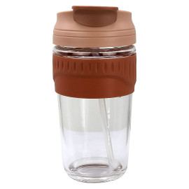 MIBRU Coffee Glass Cup Rubber Holder 550ML (Red) 2