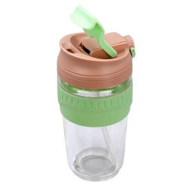 MIBRU Coffee Glass Cup Rubber Holder 350ML (Green) 2