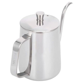 Coffee Kettle Drip Pot 600ML With Lid Hand Drip Gooseneck Tea Pot Silver 2