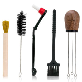 Espresso Coffee Stirrer Brush Set Of 5 Pieces Brush Kit Distribution Tool Needle Pot Cleaner Grinder Compatible All Espresso Mac