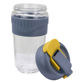Buy Coffee glass cup rubber holder 350ml gray in Saudi Arabia 2
