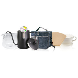 Coffee Drip Kit Drip Coffee Set with Specialty Coffee Bag and Ceramic Funnel 3 Holes Kalita System 6-Piece Coffee Maker Set