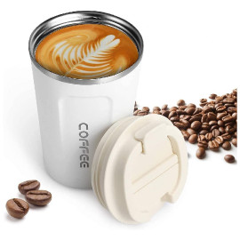 Insulated Coffee Cup, Reusable Coffee Mug 510ml Portable Stainless Steel Travel Mug Double Wall Hot Drink Travel Mug Leakproof C 2