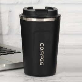 Stainless steel portable coffee cup suitable for coffee and cappuccino Black 380ml 2