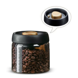 MIBRU Glass Canister with Pump Vacuum Lids 1200ml for Coffee Beans, Ground Coffee, Tea Leaves, Snacks for Fresh Keeping