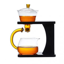 Tea Herbal Wooden Base Glass Jug Server Set